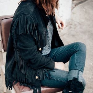 Daryl K X Madewell Suede Leather Fringe Jacket